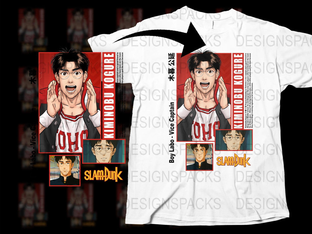 Slam Dunk Anime T-Shirt, Hanamichi Sakuragi Graphic Tee, Manga Unisex Shirt, Basketball Fan Apparel, Cotton White Top
