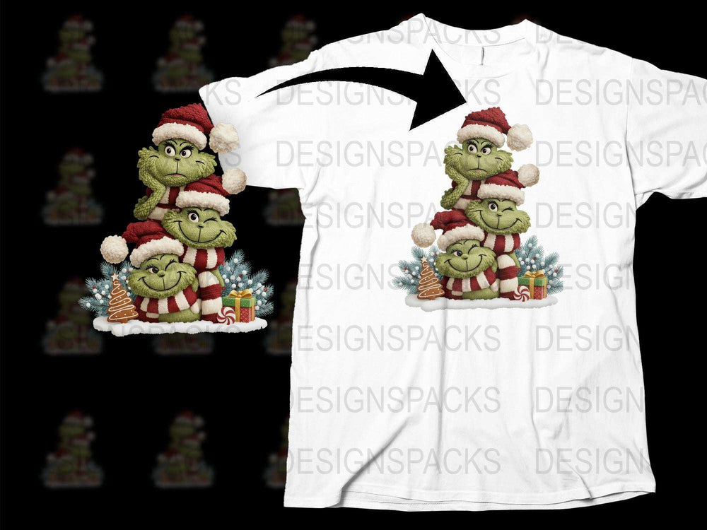 Festive Holiday Grinch T-Shirt, Christmas Santa Hat Graphic Tee, Unisex Winter Apparel