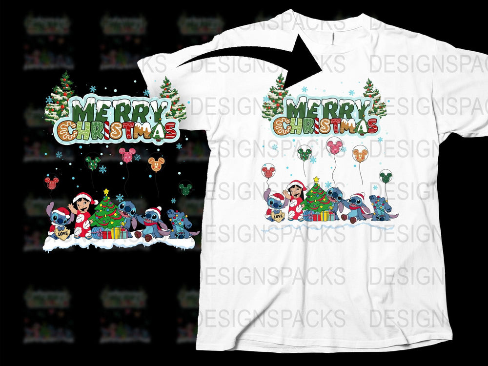 Merry Christmas Holiday T-Shirt with Cute Penguins and Santa, Festive Winter Tee for Family Celebrations