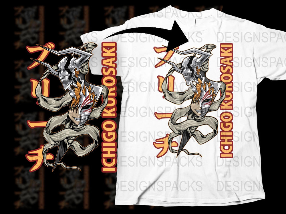 Ichigo Kurosaki Anime T-Shirt, Bleach Inspired Graphic Tee, Unique Manga Character Shirt, Vibrant Print Casual Top