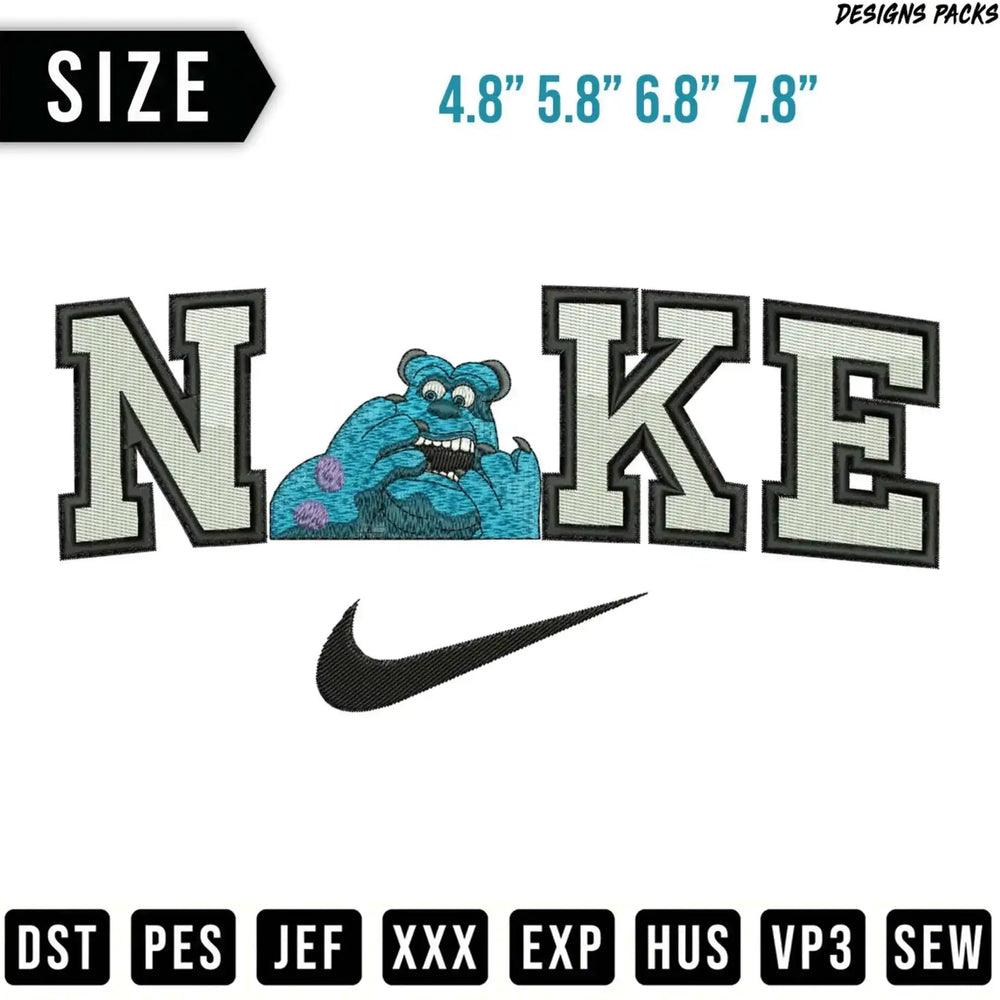 Nike logo with Sulley from Monsters, Inc. as the 'i'.