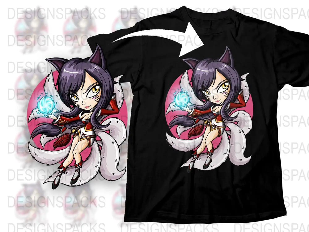 Anime Character T-Shirt, Cool Manga Girl Graphic Tee, Cotton Black Shirt, Japanese Style Apparel