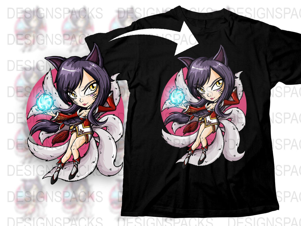 Anime Character T-Shirt, Cool Manga Girl Graphic Tee, Cotton Black Shirt, Japanese Style Apparel