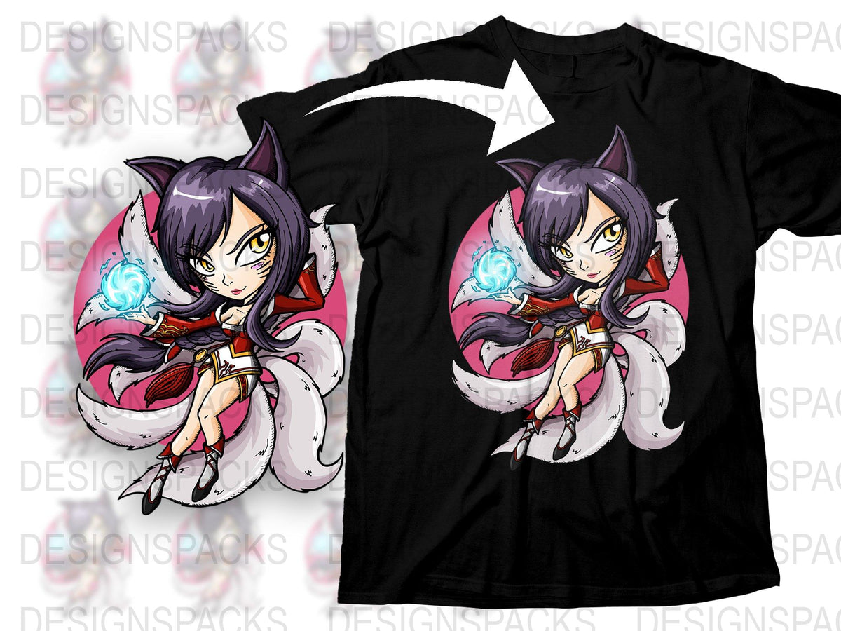 Anime Character T-Shirt, Cool Manga Girl Graphic Tee, Cotton Black Shirt, Japanese Style Apparel