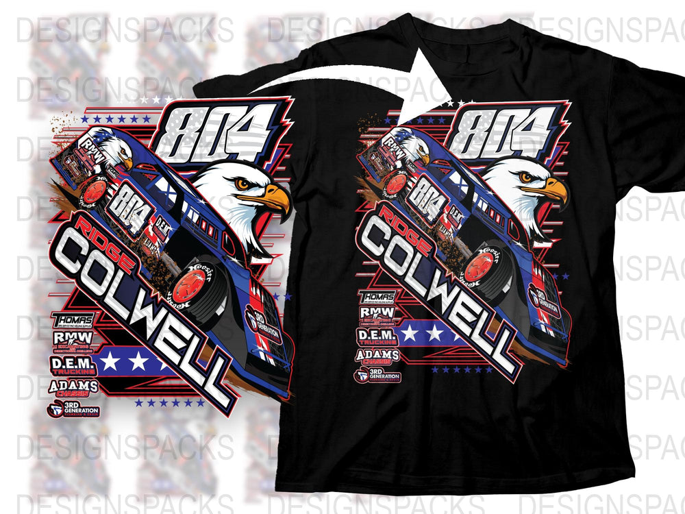 Vintage Racing T-Shirt, RPM Colwell Eagle Graphics, Patriotic Speedway Tee, Checkered Flag Shirt, Motorsport Apparel