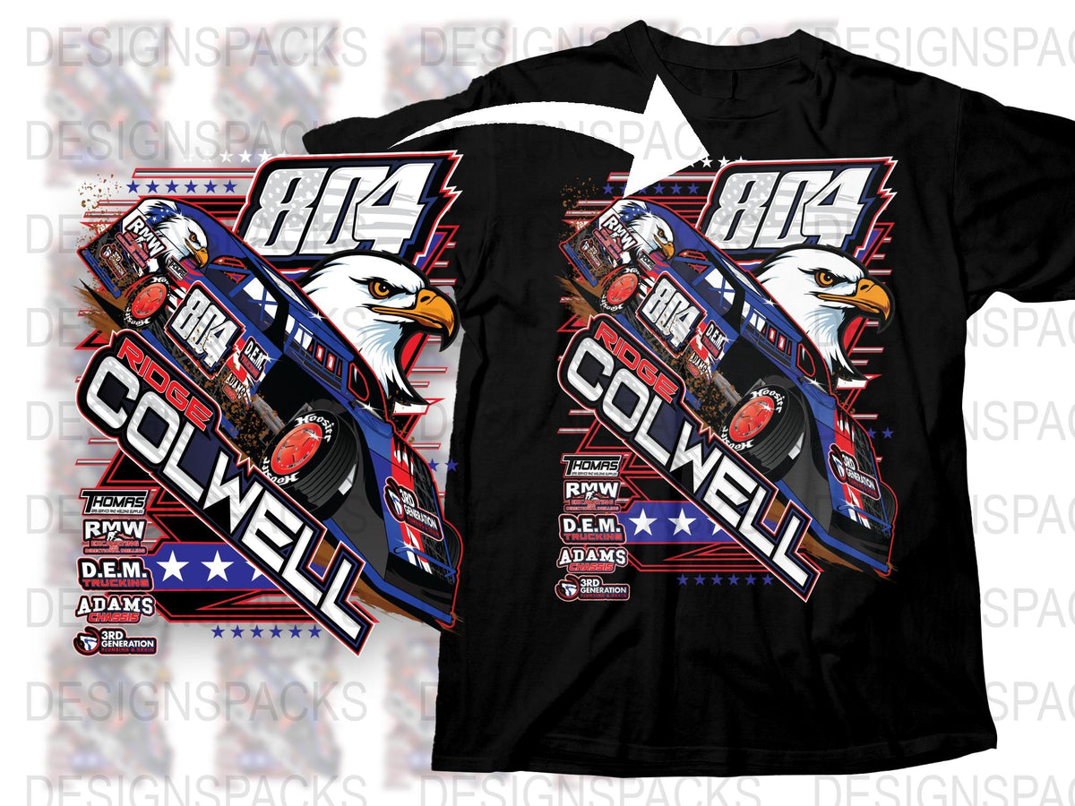 Vintage Racing T-Shirt, RPM Colwell Eagle Graphics, Patriotic Speedway Tee, Checkered Flag Shirt, Motorsport Apparel