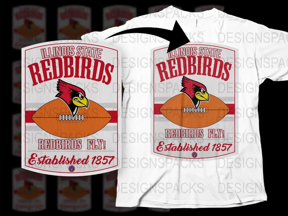 Illinois State Redbirds Vintage T-Shirt, Established 1857 Logo Tee, Unisex College Football Apparel