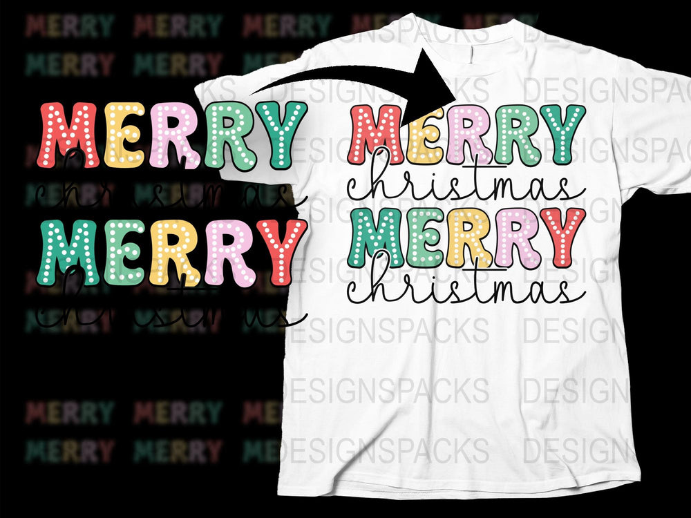 Merry Christmas T-Shirt Colorful Holiday Tee Festive Xmas Party Outfit Unisex Gift Idea