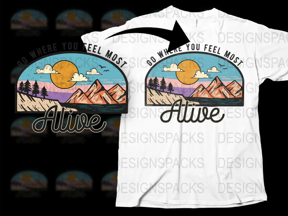 Mountain Landscape T-Shirt, Outdoor Adventure Tee, Nature Inspired Graphic, Unisex White Top