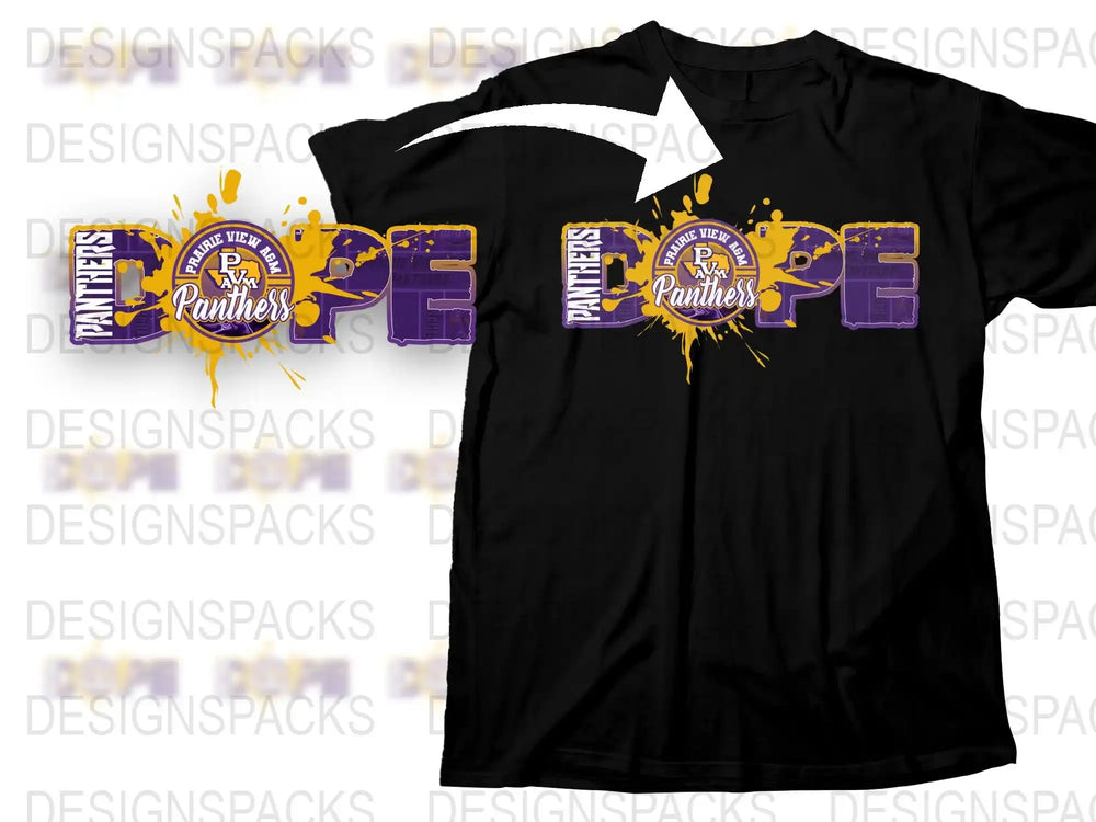 Purple Panthers Graphic T-Shirt, High School Team Support Tee, Sports Fan Apparel, Unisex Black Shirt