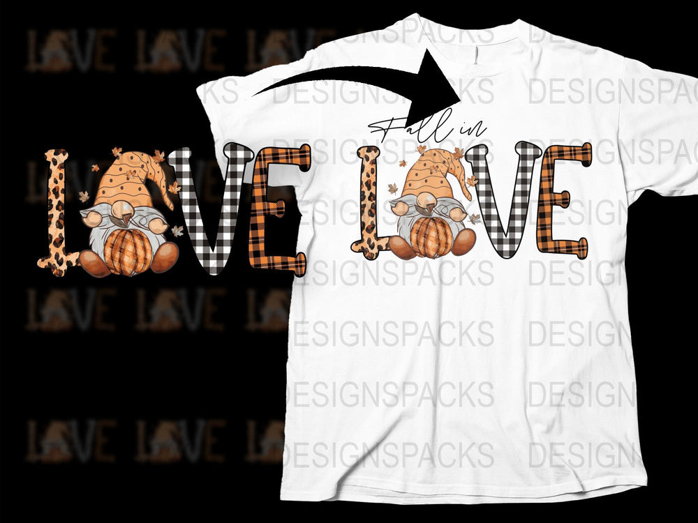 Fall In Love Pumpkin Graphic T-Shirt, Cute Autumn Tee, Thanksgiving Casual Wear, Holiday Fashion Top