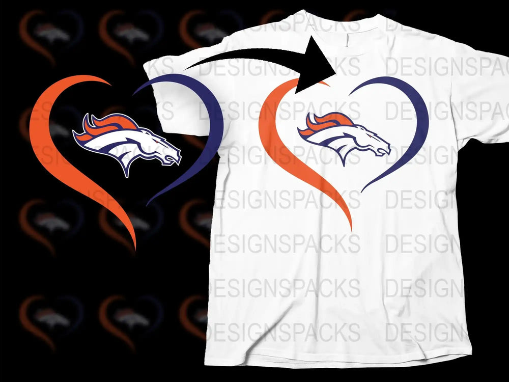 Denver Broncos Heart Logo Graphic T-Shirt, Sports Fan Apparel, Unisex Football Tee