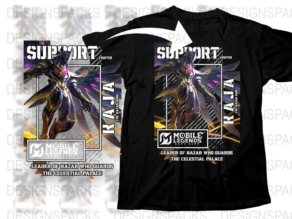Mobile Legends Support Fighter T-Shirt, Celestial Palace Graphic Tee, Gaming Apparel, Unisex Black Shirt