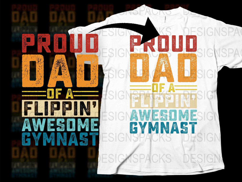 Proud Dad of a Flippin' Awesome Gymnast T-Shirt, Gymnastics Dad Gift, Father's Day Sports Tee