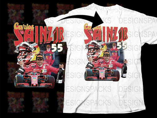 Carlos Sainz F1 Racing Graphic T-Shirt, Formula 1 Driver Tee, Motorsport Fan Apparel, Race Car Print Shirt
