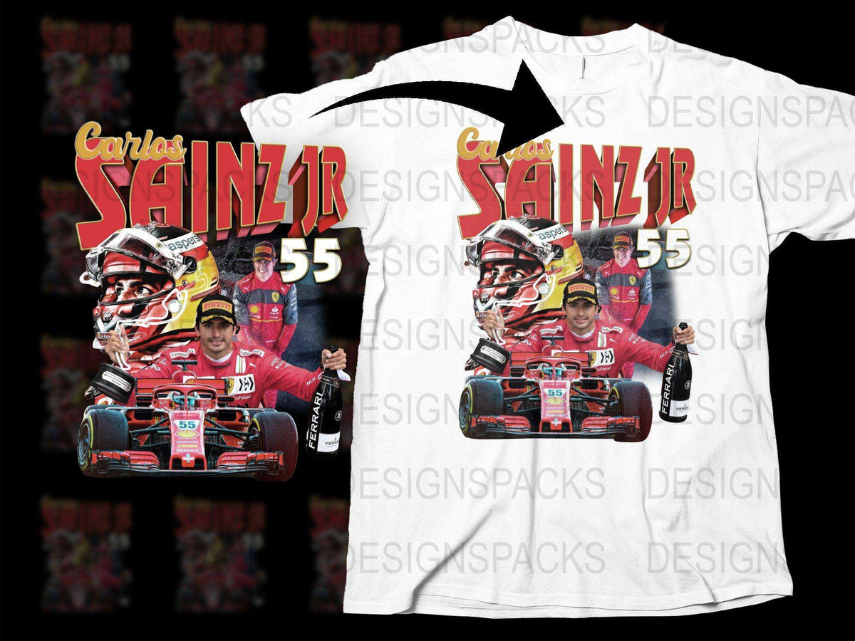 Carlos Sainz F1 Racing Graphic T-Shirt, Formula 1 Driver Tee, Motorsport Fan Apparel, Race Car Print Shirt