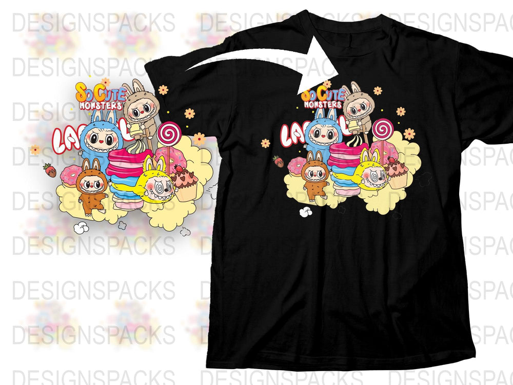 Cute Monster Graphic T-Shirt, Fun Cartoon Kids and Adult Unisex Tee, Colorful Casual Apparel