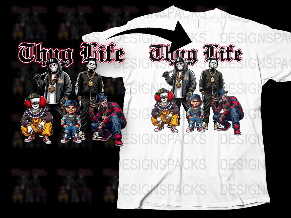 Thug Life Graphic T-Shirt, Hip Hop Style Tee, Urban Streetwear, Cool Monkey Design, Men's Fashion Shirt