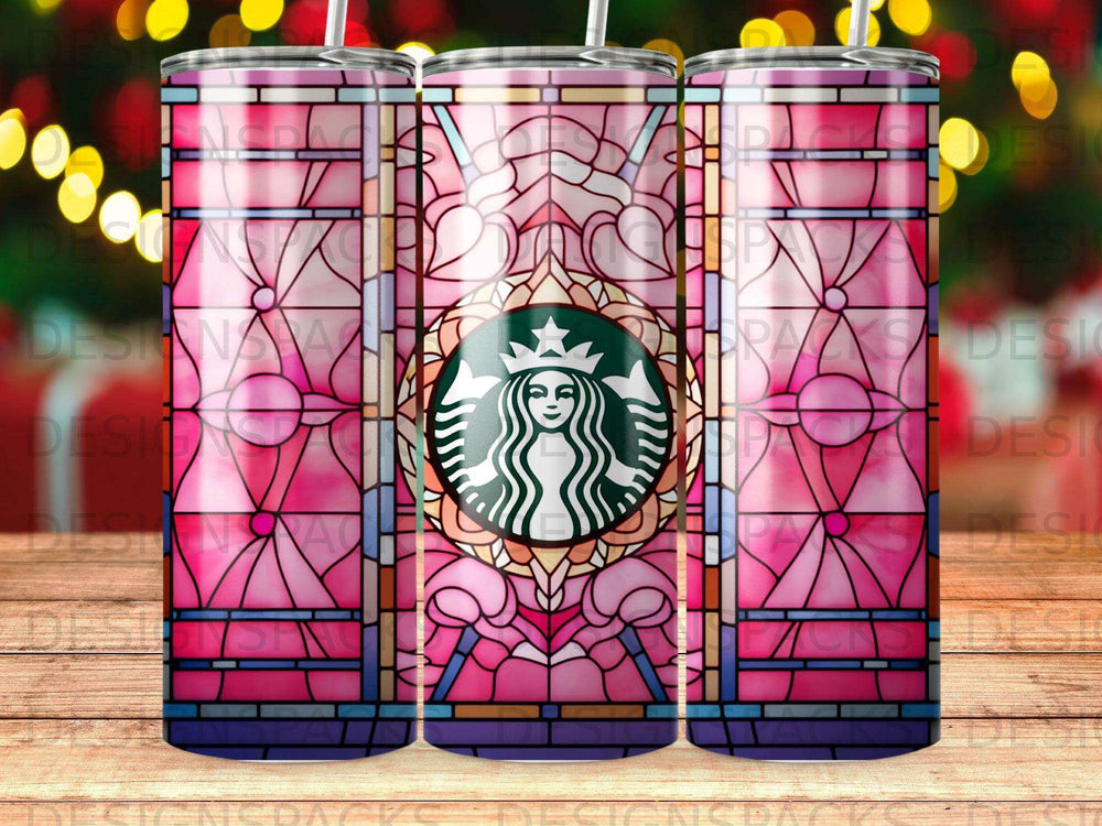 Starbucks tumbler with stained glass design.