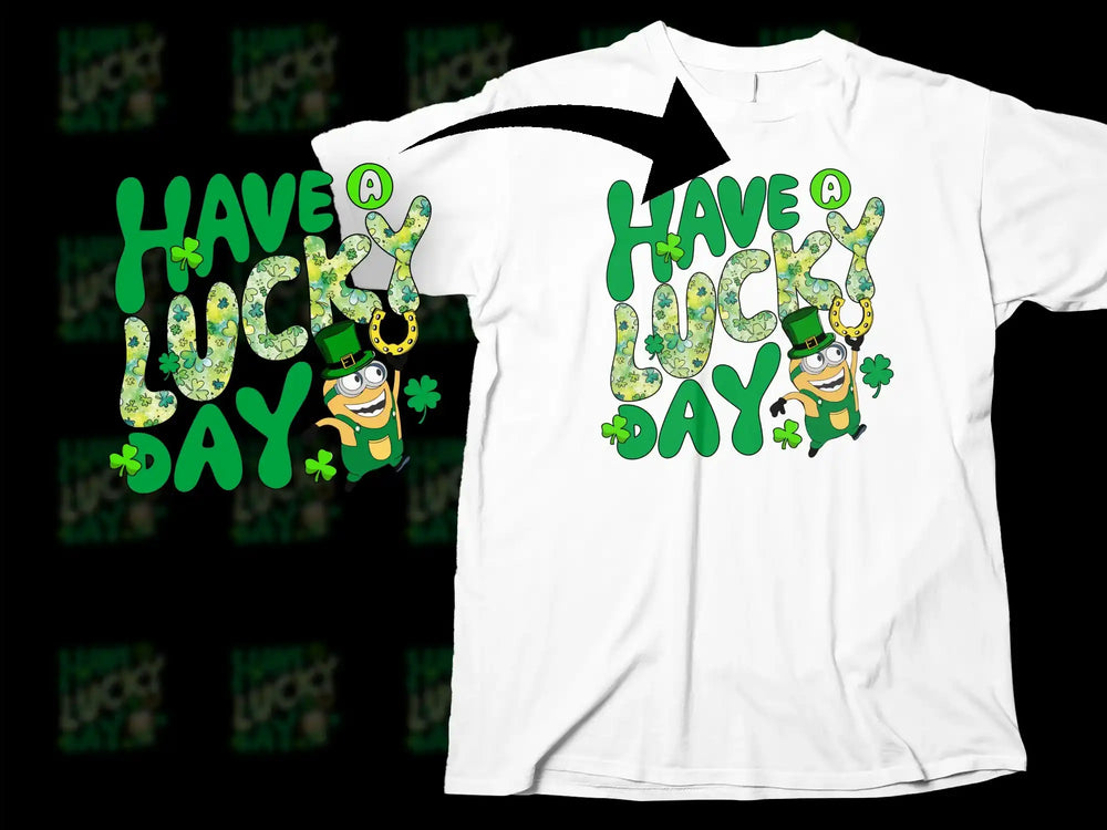 Have A Lucky Day Green Cartoon Character Clover Horseshoe product type
