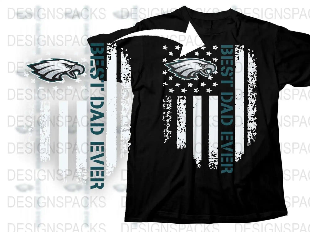 Philadelphia Eagles Best Dad Ever T-Shirt, Black Sports Fan Gift, Football Team Dad Tee