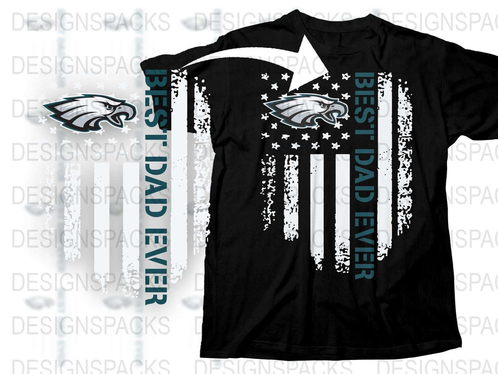 Philadelphia Eagles Best Dad Ever T-Shirt, Black Sports Fan Gift, Football Team Dad Tee