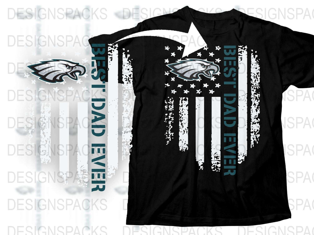Philadelphia Eagles Best Dad Ever T-Shirt, Black Sports Fan Gift, Football Team Dad Tee