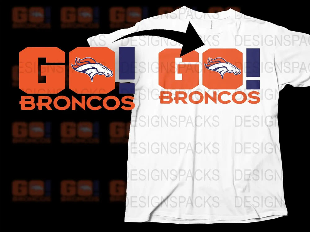Denver Broncos T-Shirt, Go Broncos Fan Apparel, White Orange NFL Team Support Tee