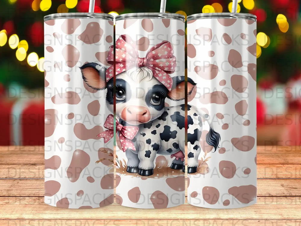 Cute Baby Cow Pink Bow Tumbler Design product type