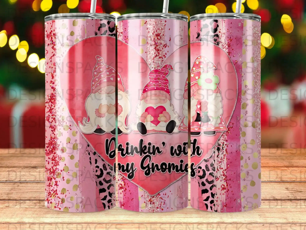 Drinkin' with my Gnomies Pink Leopard Tumbler product type