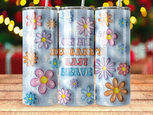Tumbler with flowers and text 