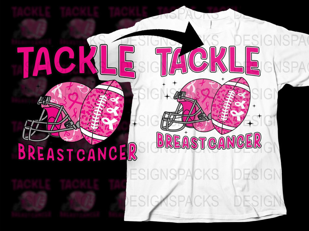 Breast Cancer Awareness T-Shirt, Pink Ribbon Football Helmet Graphic Tee, Supportive Cause Apparel