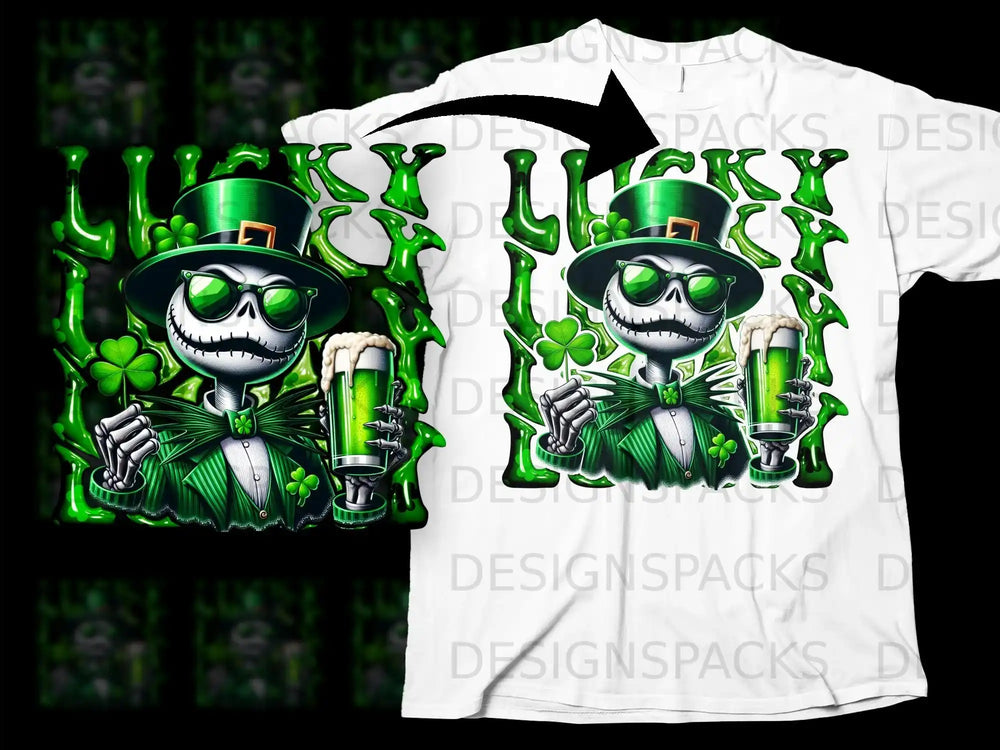 Lucky Skeleton Leprechaun Green Beer Shamrocks product type