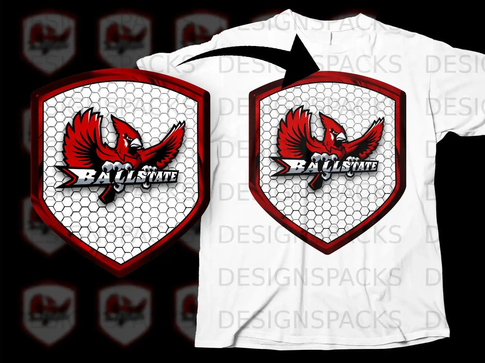 Bold Cardinal Emblem Design Graphic Tee Shirt