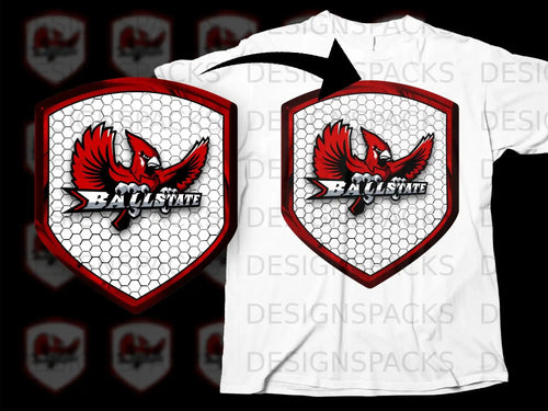 Bold Cardinal Emblem Design Graphic Tee Shirt