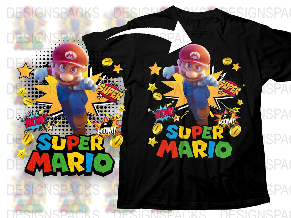 Super Mario T-Shirt, Retro Video Game Graphic Tee, Colorful Cartoon Character Shirt, Unisex Fashion