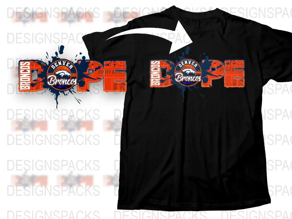 Vintage Denver Broncos T-Shirt, Distressed Logo, Classic NFL Team, Black Cotton Tee