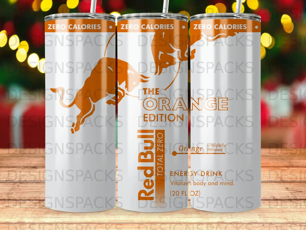 Red Bull Orange Edition energy drink can, 20 fl oz, zero calories.