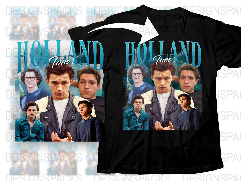 Tom Holland Graphic Tee, Movie Star Photo Collage T-Shirt, Actor Fan Gift, Casual Wear Cotton Top, Unisex Fashion Shirt