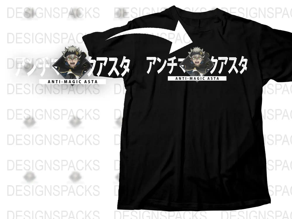 Anti-Magic Asta Anime Black T-Shirt, Cool Graphic Tee, Manga Fan Gift, Unisex Cotton Shirt