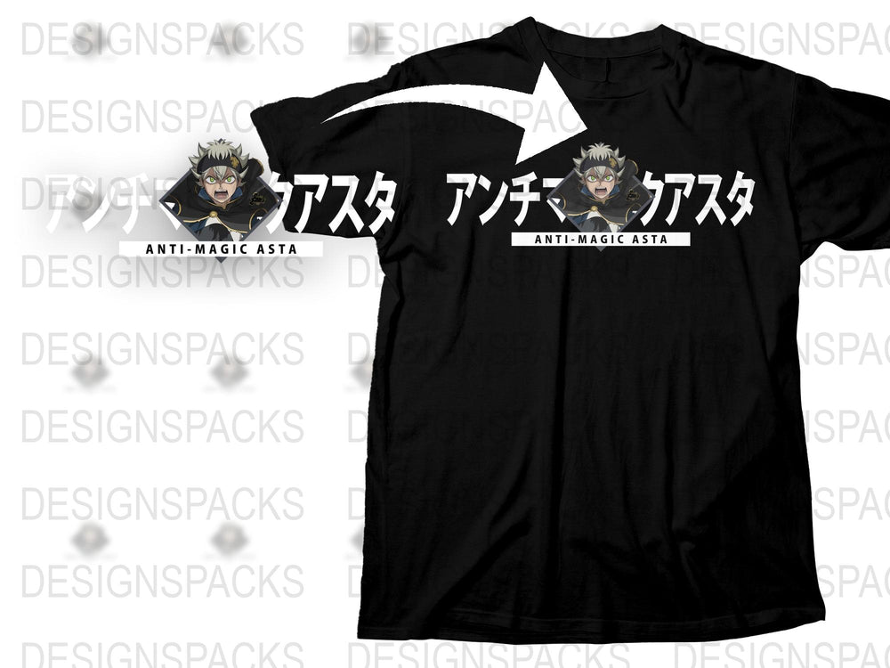Anti-Magic Asta Anime Black T-Shirt, Cool Graphic Tee, Manga Fan Gift, Unisex Cotton Shirt