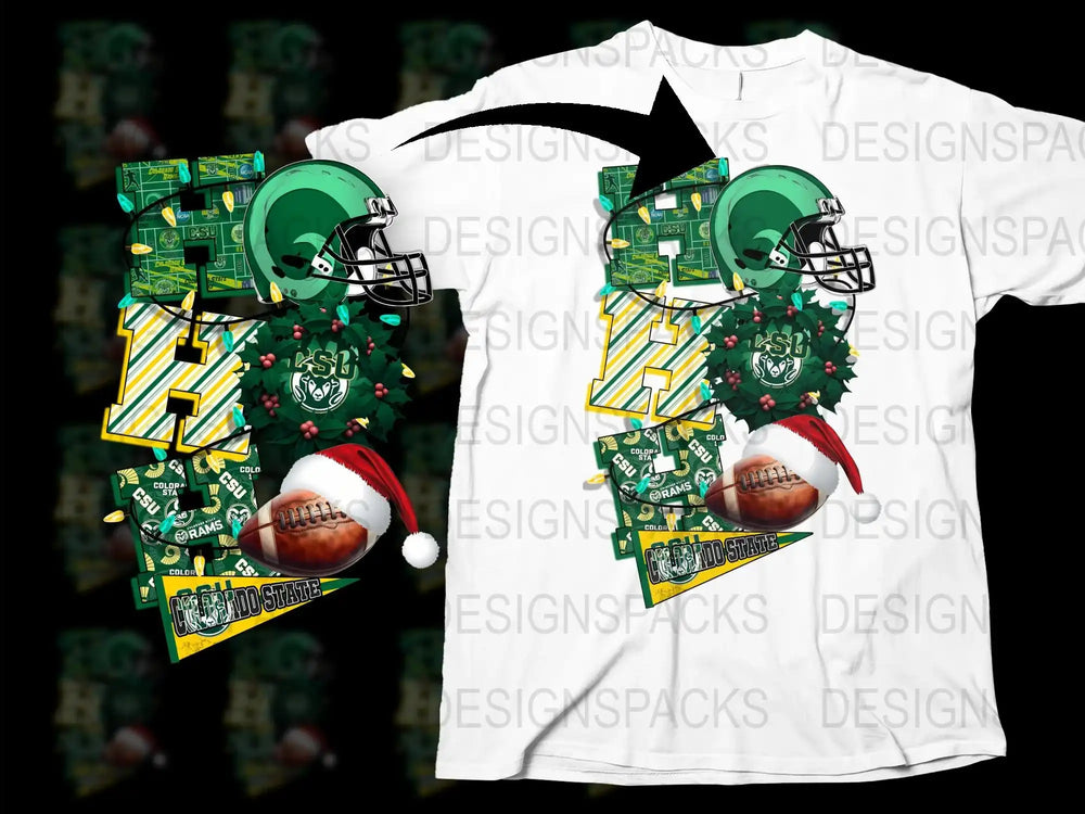 Festive Football T-Shirt, Holiday Helmet Design, Christmas Sports Tee, Football Lover Gift, Unisex Adult Clothing