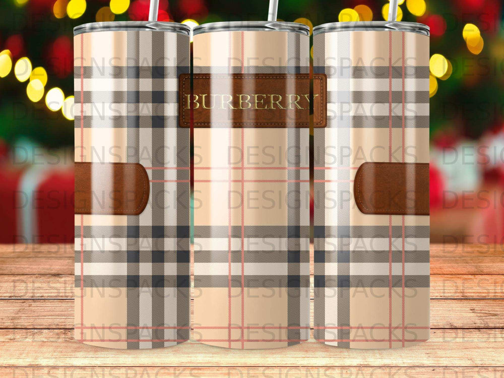 Burberry Labeled Tan Plaid Patterned Tumbler product type