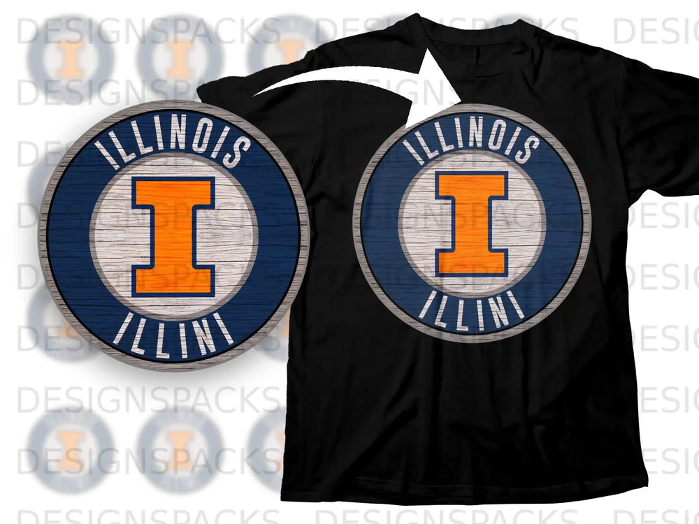 Illinois Illini Large Orange I Logo on Black T-Shirt