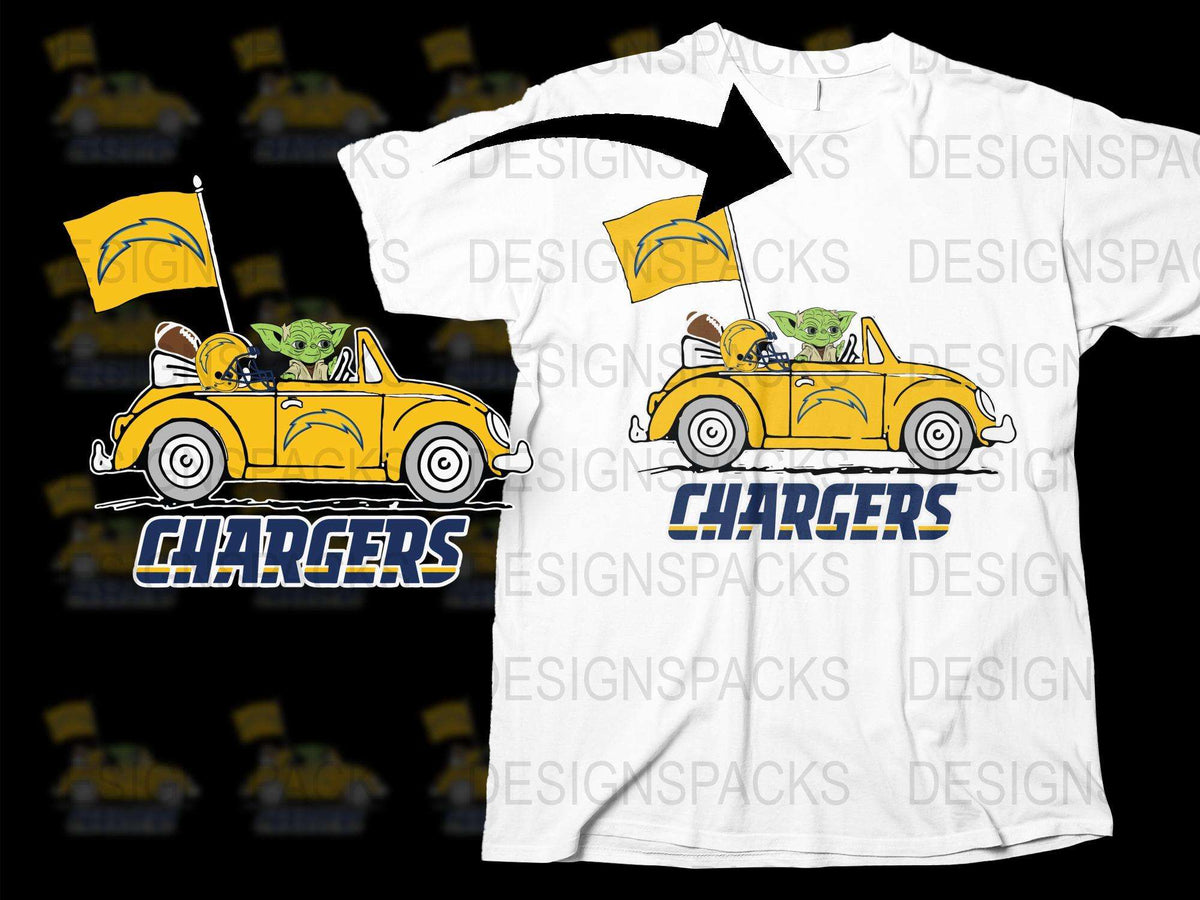 Vintage Car T-Shirt, Yellow Convertible with Dogs, Fun Summer Graphic Tee, Unique Chargers Design