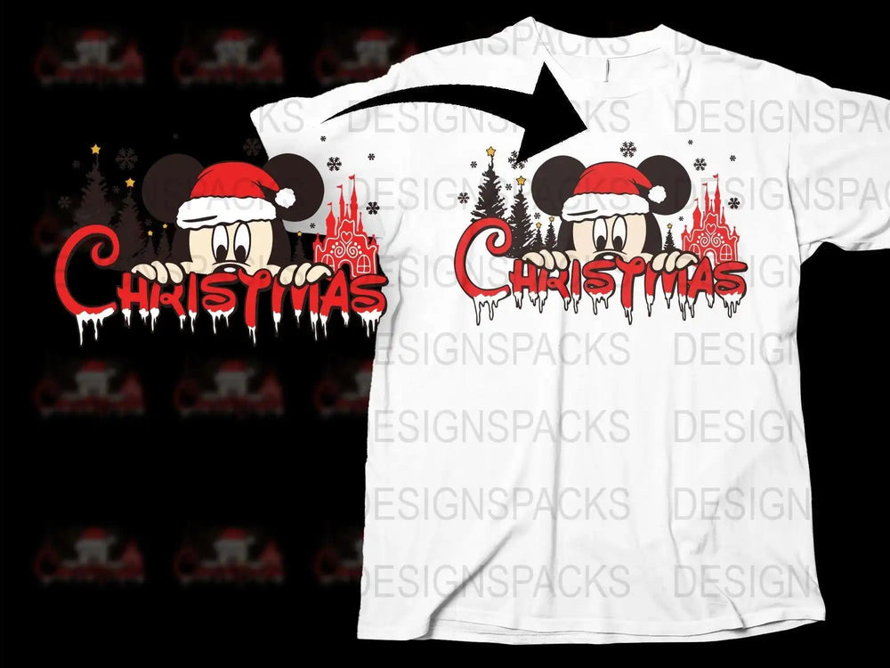Festive Christmas T-Shirt with Mickey Mouse Graphic, Holiday Season Tee, Unisex Disney Style Shirt for All Ages