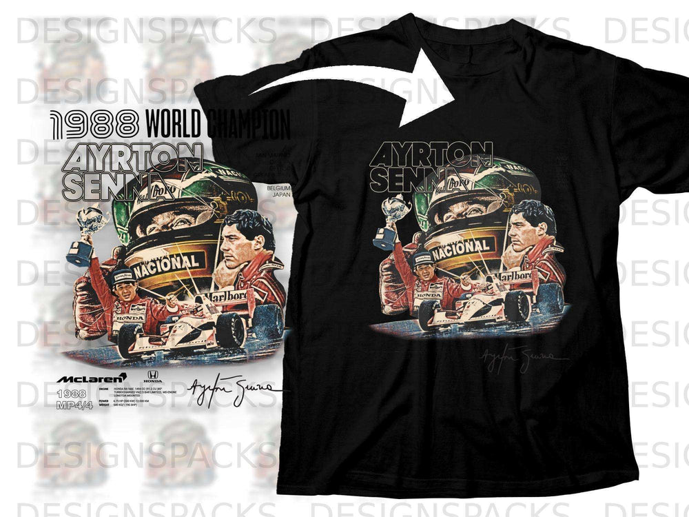 McLaren MP4/4 Ayrton Senna 1988 World Champion t-shirt.