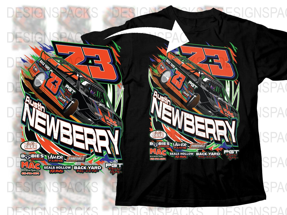 Austin Newberry Racing T-Shirt, Motorsport Graphic Tee, Bold Race Car Design, Casual Sportswear, Gift for Racing Fans