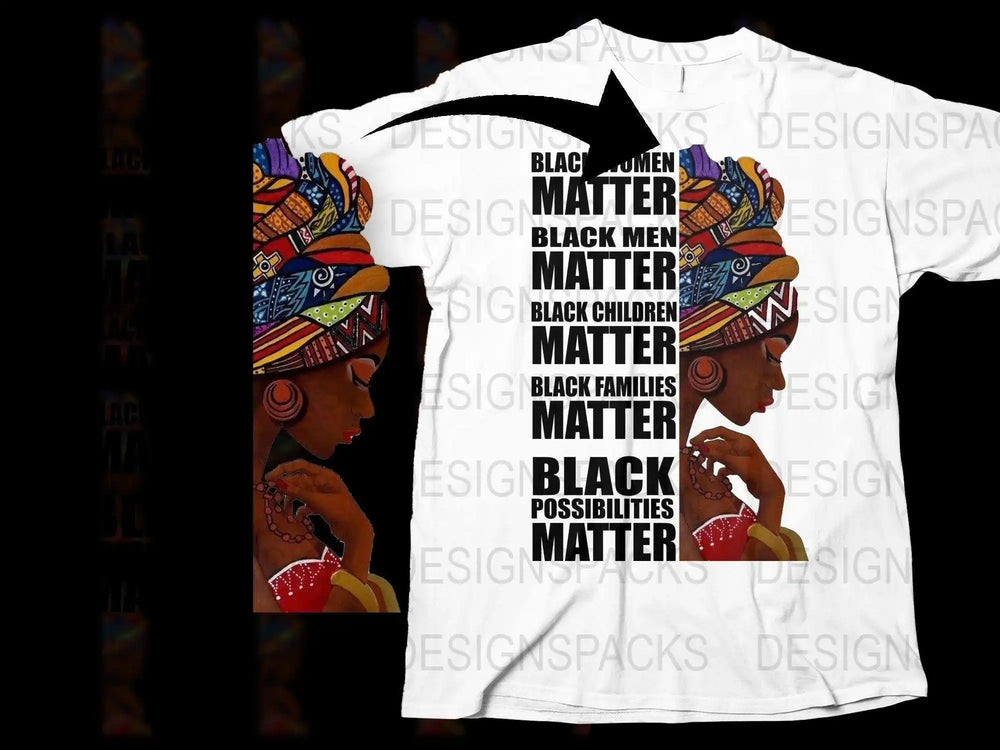 African Art T-Shirt, Black Women Matter, Cultural Graphic Tee, Vibrant Unisex Fashion Top