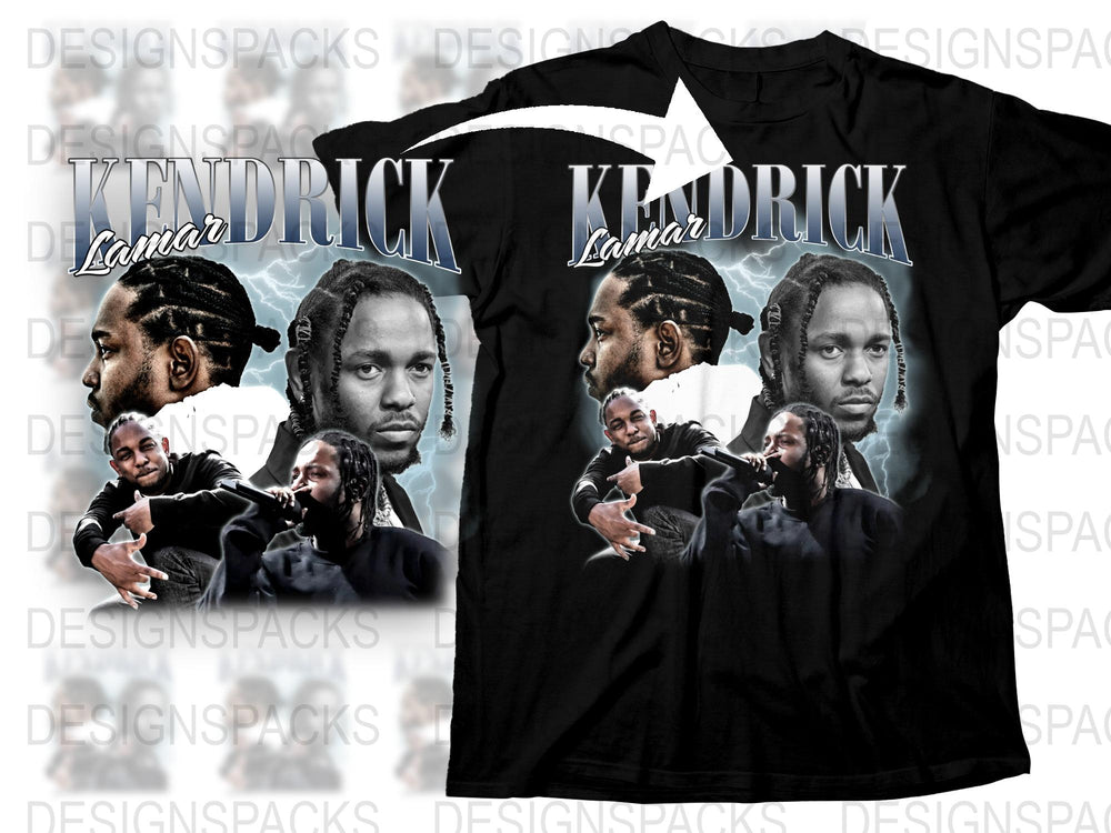 Kendrick Lamar Graphic T-Shirt, Hip Hop Artist Multi Image Tee, Black Fan Merchandise, Music Apparel